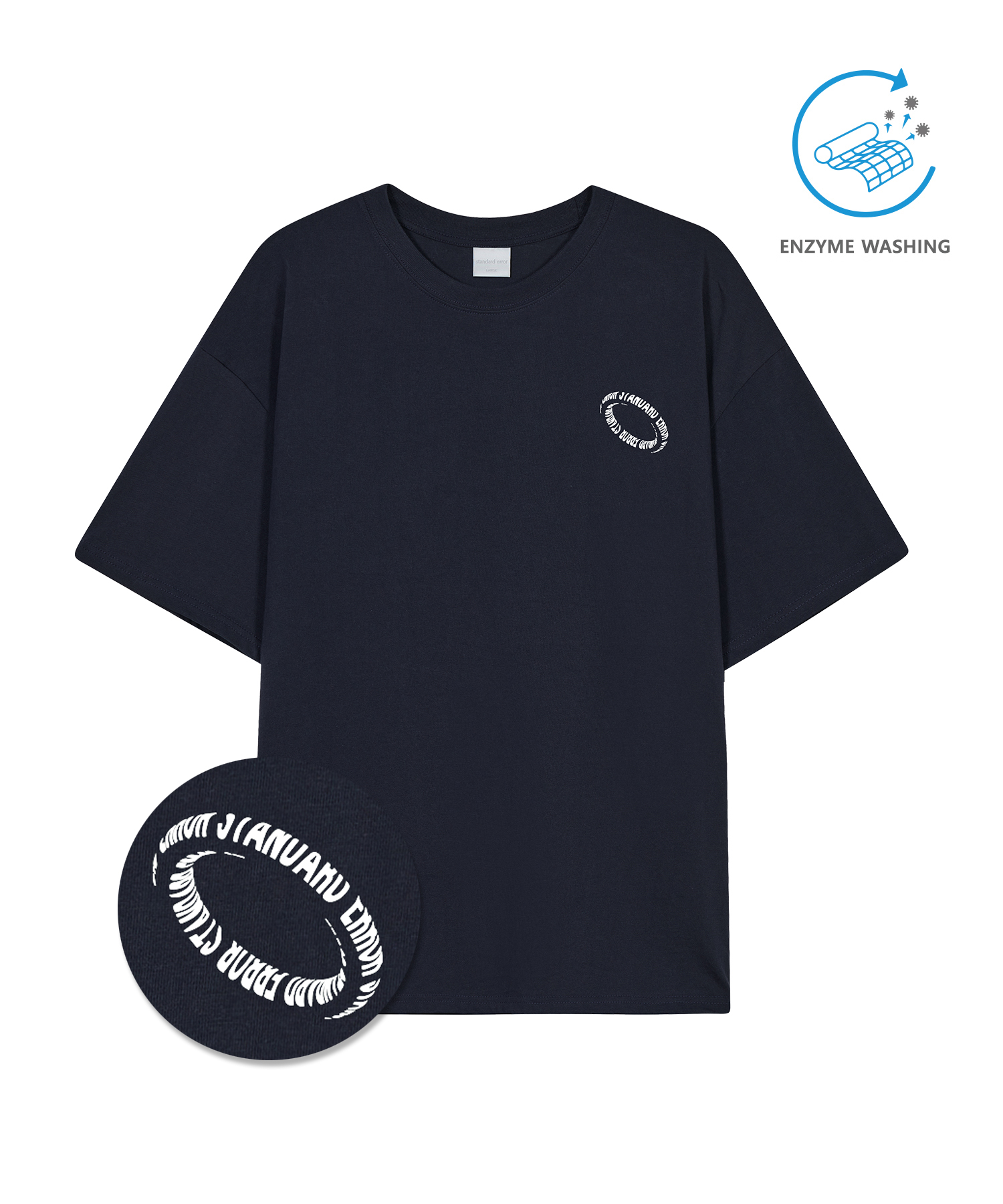 IRT169 [Compact YAN] Enzaim Washing 3D Mini Circle Short-sleeved T-shirt Navy