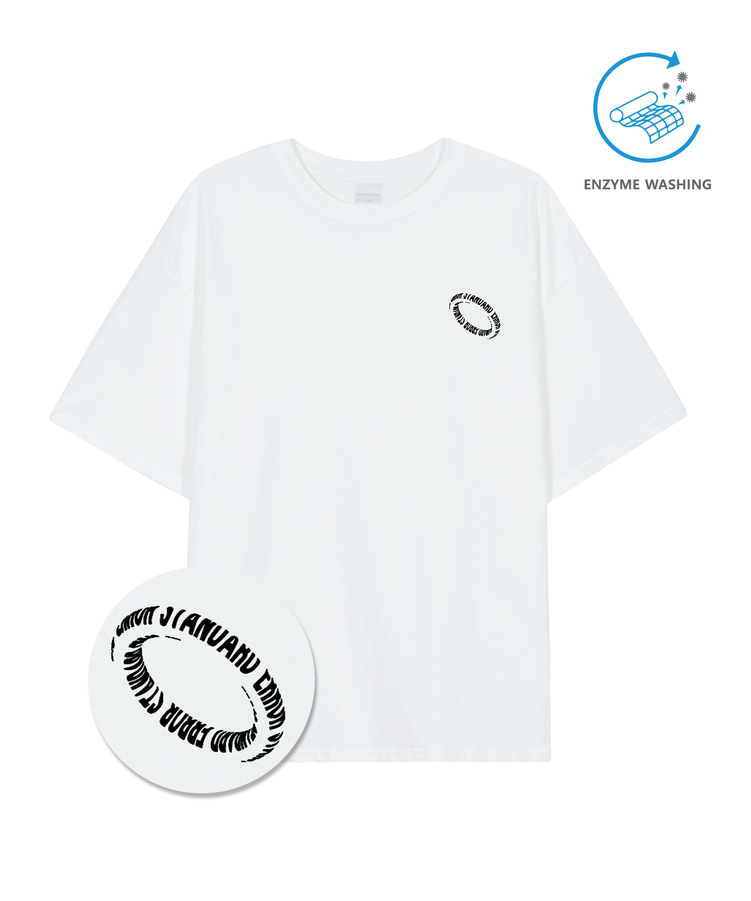 IRT169 [Compact YAN] Enzaim Washing 3D Mini Circle Short-sleeved T-shirt White