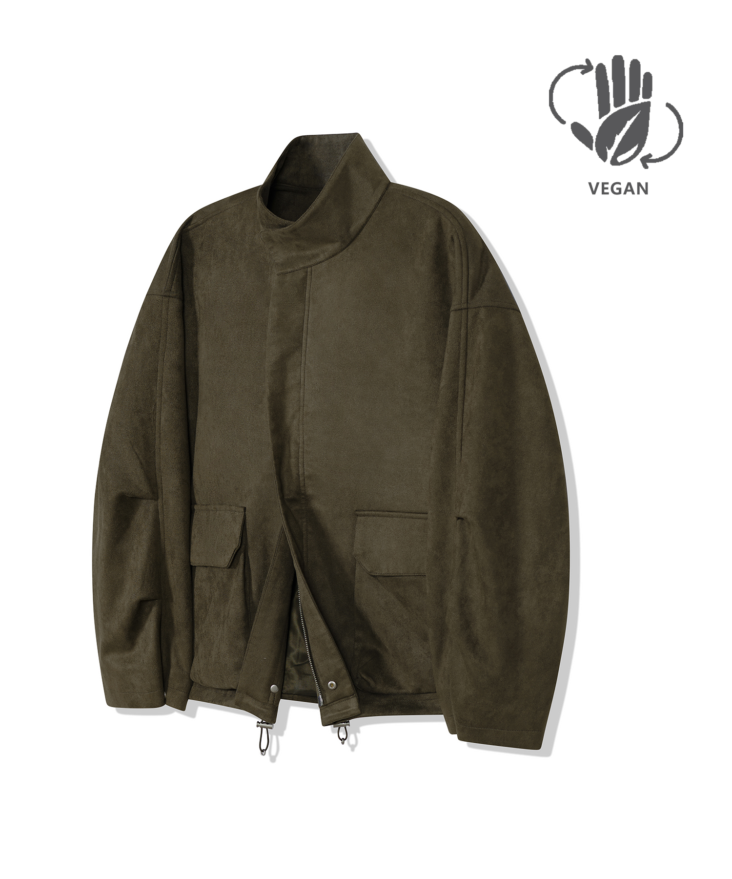 87-STAN015 [Vegan Suede] Field Pocket Suede Jacket Khaki