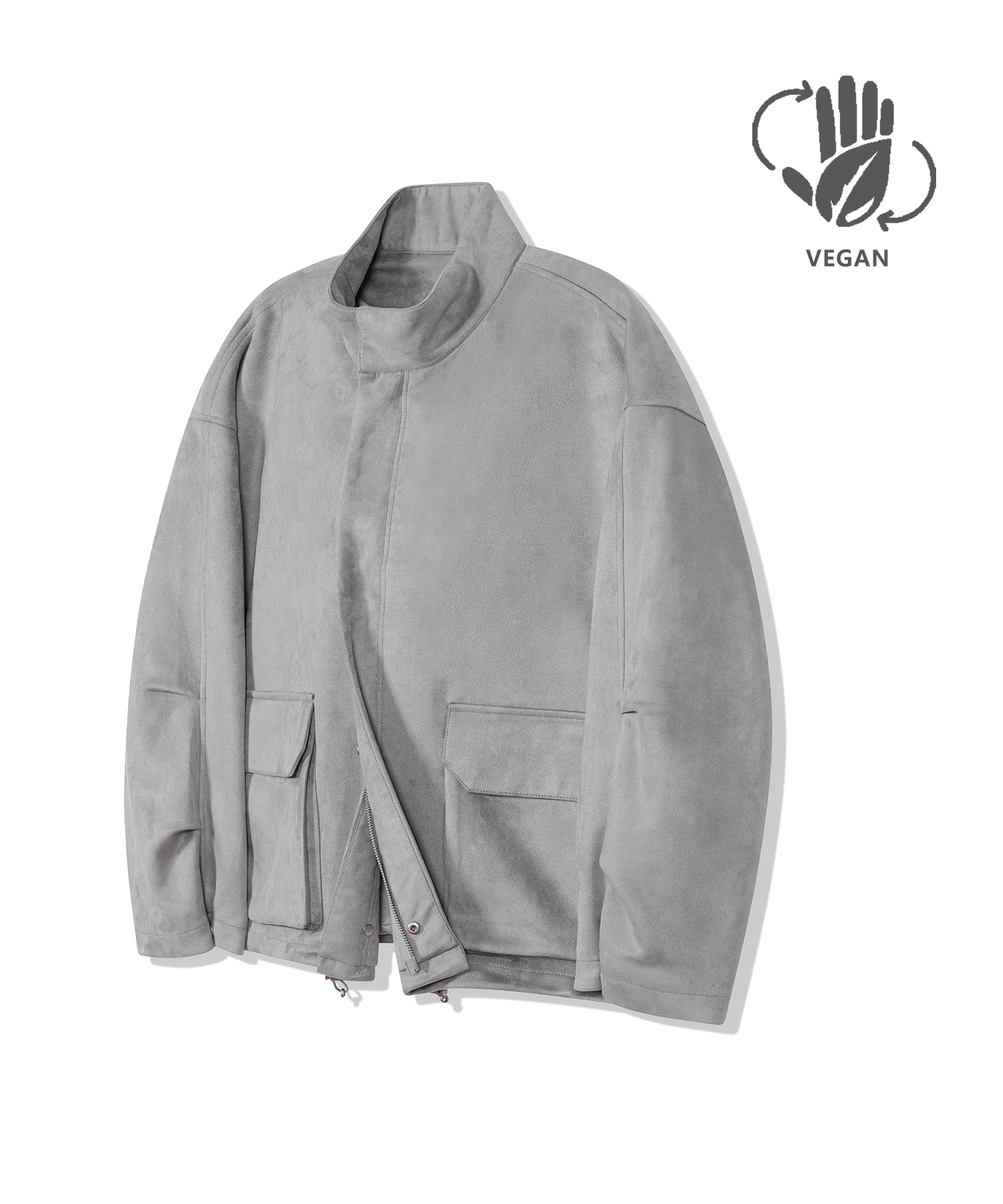 87-STAN015 [Vegan Suede] Field Pocket Suede Jacket Gray