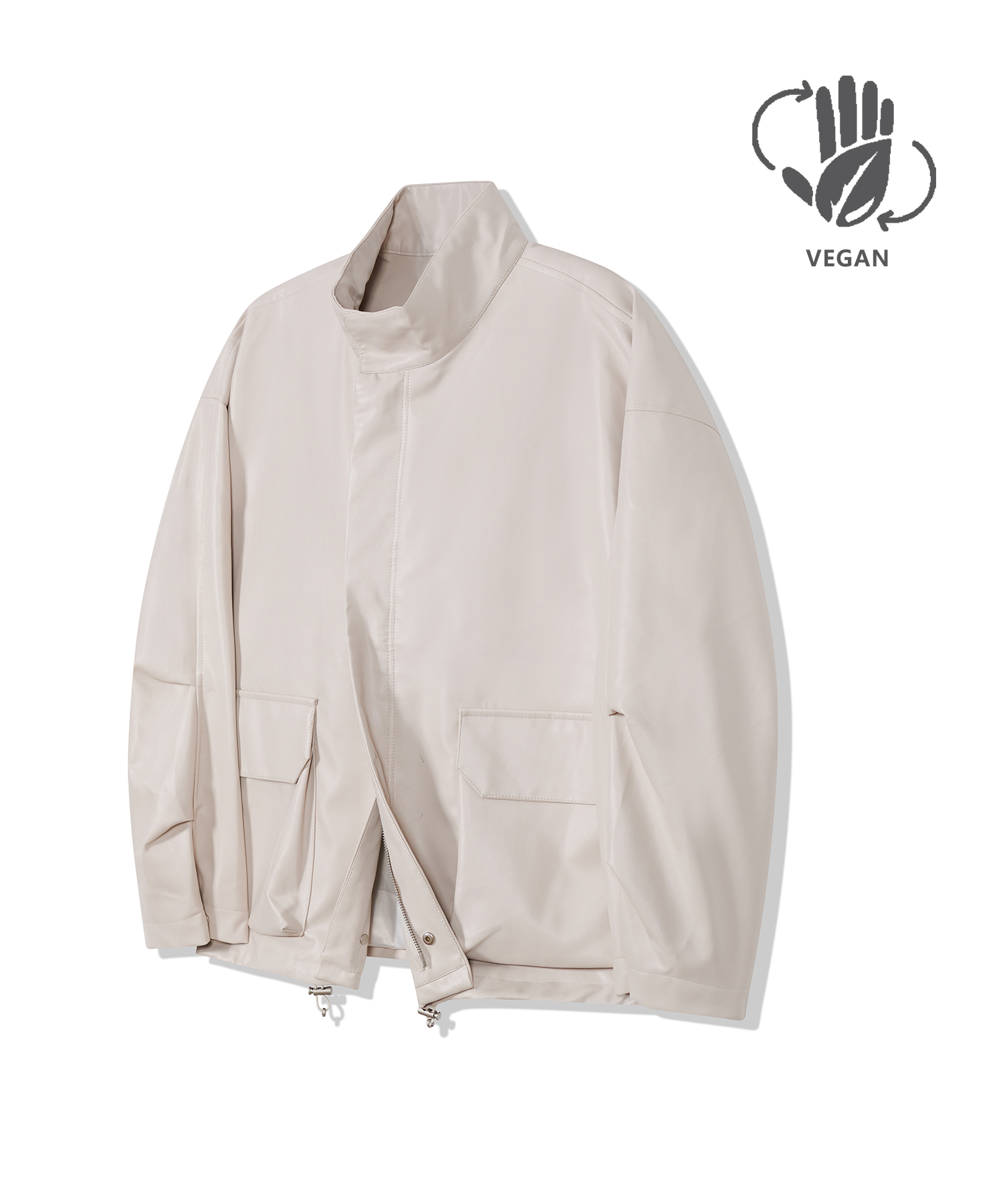 87-STAN016 [Vegan Leather] Field Pocket Leather Jacket Ivory