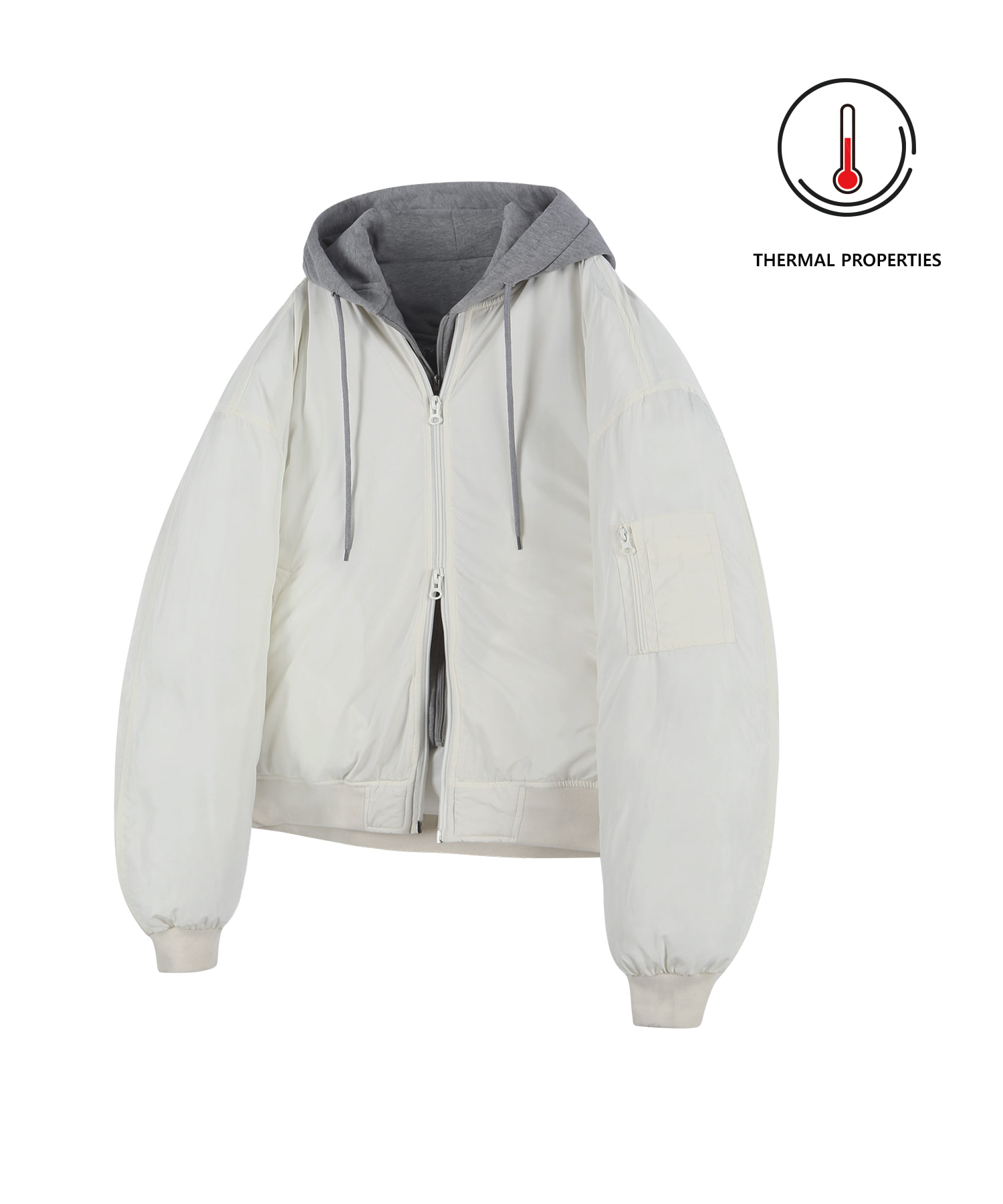 87-STAN019 Essential Hooded Layered ma-1 Padding Jumper Ivory