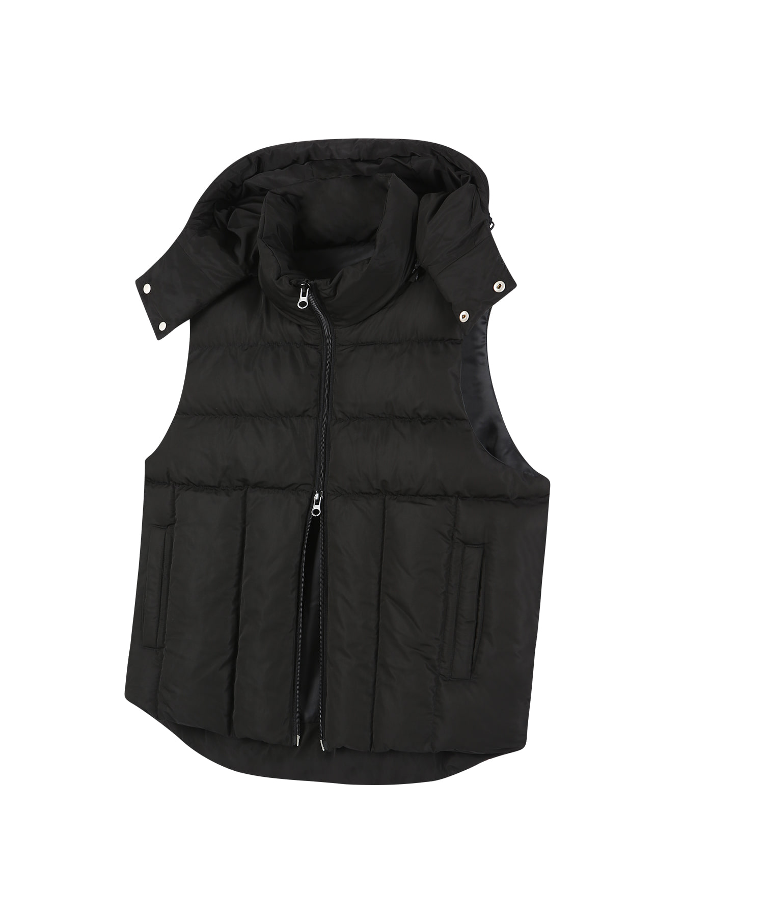 87-STAN022 Essential 2-way Hooded Padding Vest Black