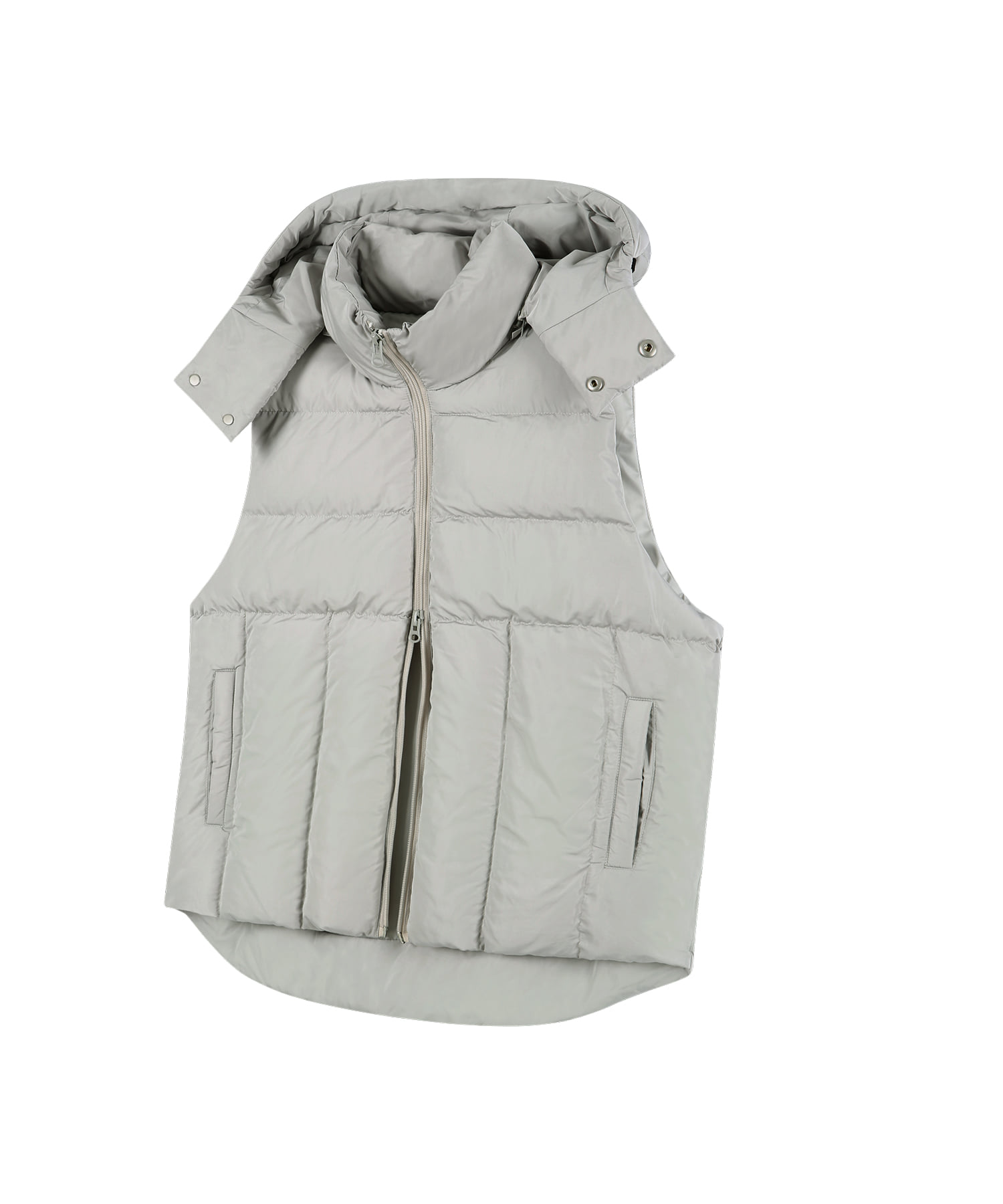 87-STAN022 Essential 2-way Hooded Padding Vest Khaki Gray
