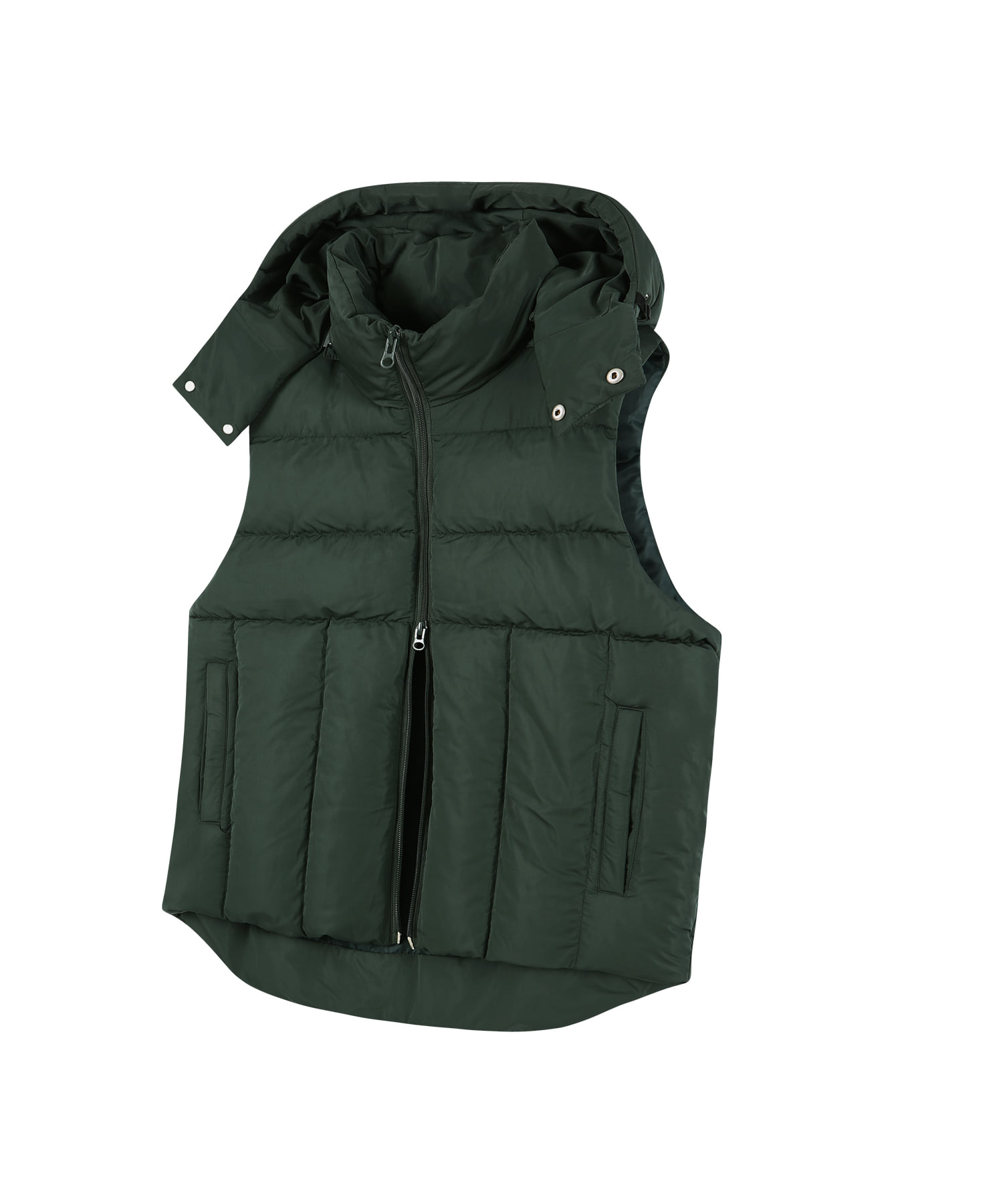 87-STAN022 Essential 2-way Hooded Padding Vest Deep Green