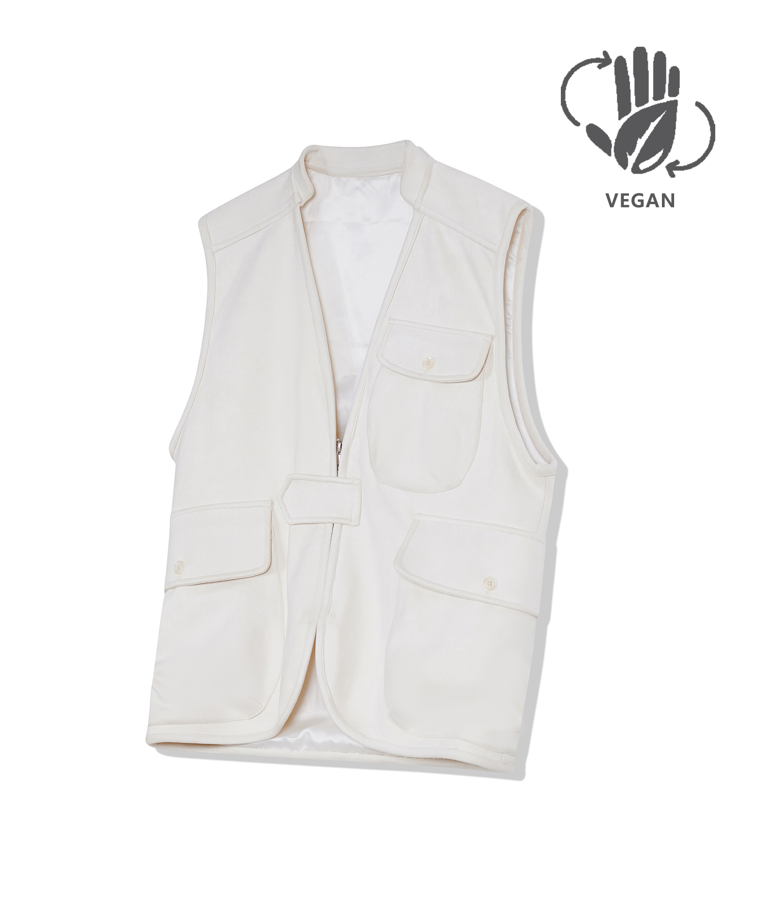 87-STAN025 [Vegan Suede] Multi Pocket Suede Vest Ivory