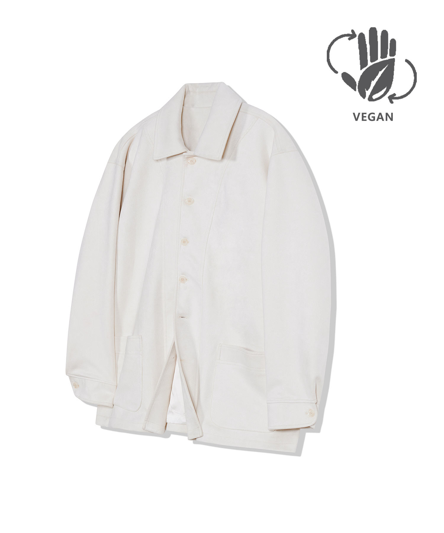 87-STAN033 [Vegan Suede] Bold Y-Stitch Suede Jacket Ivory