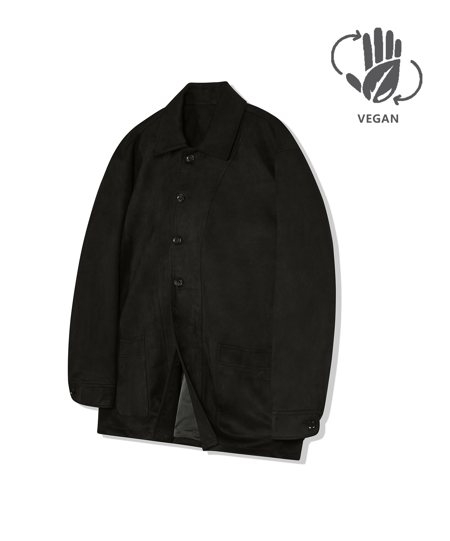 87-STAN033 [Vegan Suede] Bold Y-Stitch Suede Jacket Black